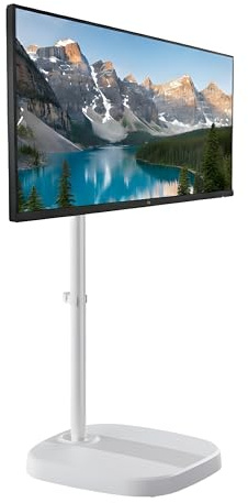 Spacetronik Mobiler TV Ständer Rollbar für 13-35 Zoll Monitor & Fernseher | Mobiler TV Standfuss höhenverstellbar mit 360° Drehung, Kabelmanagement & Federmechanismus, VESA, Traglast 10kg