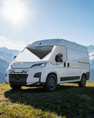 OlaVeg Copertura Termica Esterna Ducato Parasole per Camper Ducato Copertura Parabrezza Camper con Cerniere Anti UV Impermeabile per X250/290/P-eugeot Boxer/C-itroen Jumper