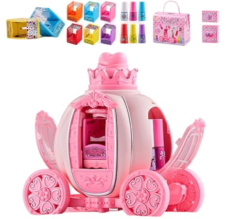 Kids Nail Decor Kit - 2 Pieces Nails Varnish Set Kids with Nail Dryer - Educational Makeup Toys, Water-based Formula Safe and Easy To Clean, for Birthday Holiday Pretend Play Home Themed Event