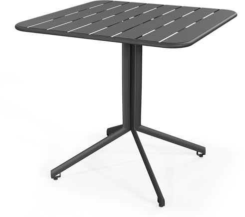 di volio Gartentisch 80x80 cm Metall quadratisch wetterfest Outdoor Miria | Für 4 Personen, Nivellierfüße, KTL- und Pulverbeschichtung, 20 kg belastbar, korrosionsbeständig, Balkon, Terrasse