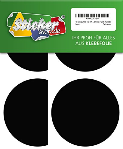 16 Klebepunkte, 100 mm, schwarz, aus PVC Folie, wetterfest, Markierungspunkte Kreise Punkte Aufkleber