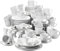 MALACASA Série ELISA 100PCS Service de Table Porcelaine pour 12 Personnes avec Assiette Plate, Assiette Creuse, Assiette à Dessert, Bol à Céréale, Coquetier, Tasse et Soucoupe, Sucrier et Pot à Lait