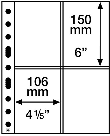 Leuchtturm 358076 klare Kunststoffhüllen SH 312, 4 Taschen für Postkarten und Briefe im A6-Format - 50er Pack aus PP