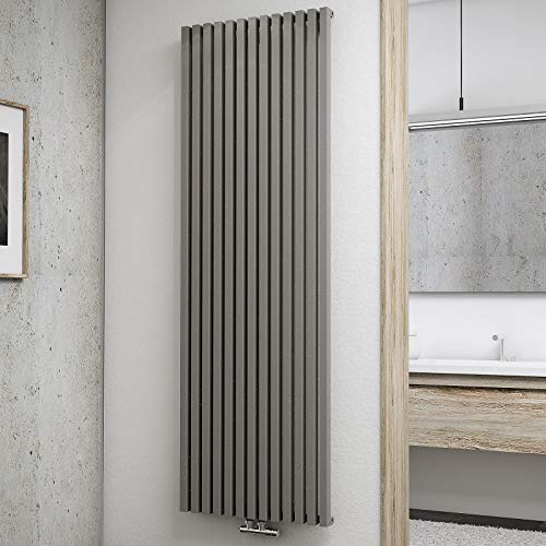 Schulte Design-Heizkörper Lyon, 180 X 60 Cm, 1422 Watt Leistung, Mittelanschluss, Reflex-Grau, Wohnraumheizkörper Für Zweirohr-Systeme