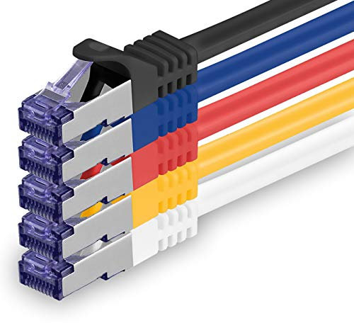 1aTTack.de 5X 1.5 M CAT7 Netzwerkkabel - 10 Gigabit - RJ45 Patchkabel Ethernet Kabel (SFTP PIMF LSZH CU) - für DSL LAN Switch Modem Router Patchpanel CAT7 CAT6 CAT5 - Mehrfarbig