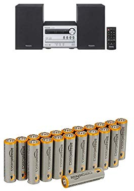 Panasonic Micro HiFi SC-PM250EG-S (20 Watt RMS, CD,UKW, Bluetooth) silber mit Amazon Basics Batterien