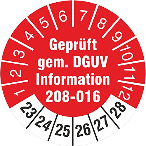 50 Stück 30mm Prüfplaketten geprüft nach DGUV Information 208-016 Leitern und Tritte Prüfetiketten 2023-2028