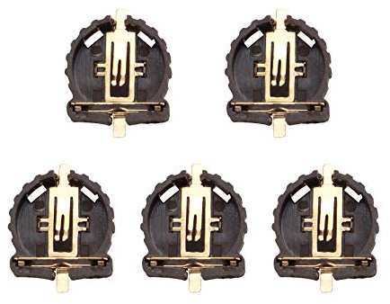 HALJIA 5Pcs CR1220 LIR1220 Horizontal Coin Button Cell Battery Socket Holder Container Case Brown