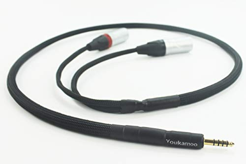Youkamoo 4.4mm to XLR Balanced Cable 1m/3.3ft, 8mm Diameter with Shielding | Silver Plated Copper, 4.4mm to Dual XLR Male, XLR Splitter Cable