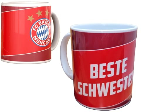 FC Bayern München Tasse Sprüchetasse, Cup, Mug, Kaffeetasse, Tasse, Kaffeebecher (Beste Schwester)