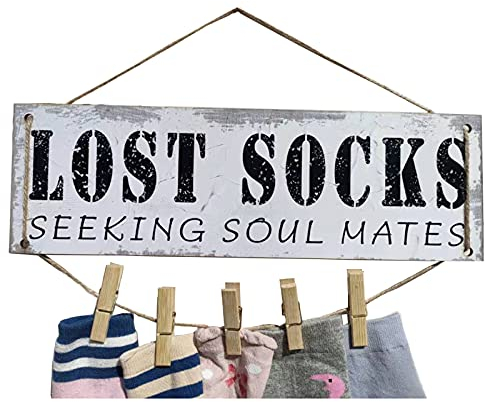 Lost Socks Laundry Sign Laundry Room Decor Lost Socks Seeking Soul Mates Laundry Room Wall Decor Missing Socks Schild with 5 Wood Pins (B4)