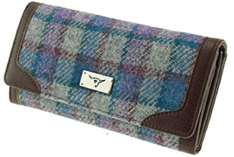 Glen Appin Harris Tweed Ladies Bute Fold-Over Purse LB2000 (Colour 98 Blue Grey Check)