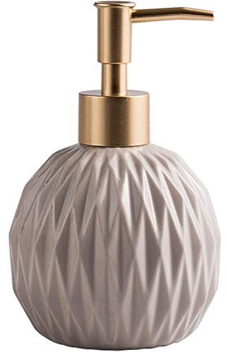 FülleMore 400ml Nachfüllbar Seifenspender Pumpseifenspender aus Keramik Badezimmer Hotel Handseifenspender Duschgel Shampoo Spender Küche Spülmittelspender (Khaki)
