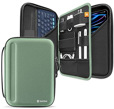 tomtoc Portfolio Tablet Funda para 11 Pulgadas iPad Pro M4 & iPad Air M3/M2 2025-2024, 11 Pulgadas iPad 11 A16 2025, iPad Air 5/iPad 10, Protectora Bolsa Rígida para Magic/Smart Keyboard/Accesorios