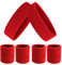ASTER 6-teiliges rotes Schweißband-Set, Sport-Stirnband-Set, inklusive 2 Sport-Stirnbänder und 4 Schweißarmbänder, feuchtigkeitsableitendes rotes Schweißband für Damen und Herren