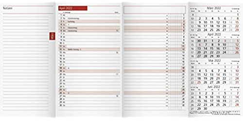 rido/idé 7040300002 Taschenkalender TM 12 Ersatzkalendarium, 2 Seiten = 1 Monat, 87 x 153 mm, Karton-Umschlag, Kalendarium 2022, plus Ausklappteil
