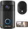Eaula Videns Wireless HD Video Doorbell Camera with Indoor Chime, Two-Way Talk, PIR Motion Detection, AI Human Detection, Alarm Notifications, IP65 Weatherproof, 32GB Memory Card, No Monthly Fees