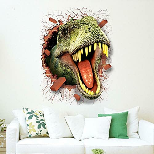 CreateHome® Wandtattoo Dinosaurier 3D für Kinderzimmer Jugendzimmer Jurassic Park T-Rex Saurier Aufkleber Wandbild 50 x 70 cm (B x H)