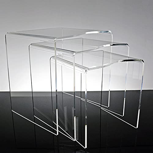 Slato DREI Couchtische, modernes Design aus Acryl, transparent, Victoria