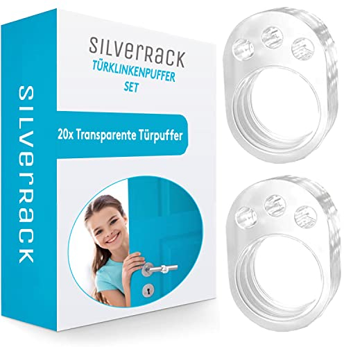 SilverRack® Türstopper Türklinkenpuffer Transparent [20 Stück] - Wandpuffer als perfekter Schutz für Wand und Tür - Türpuffer Wandschutz als Türstopper für Türklinken und Fenster