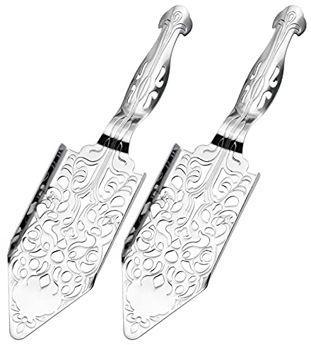 ONLYFU 2 Pcs Stainless Steel Absinthe Spoons Vintage Wormwood Cocktail Bar Glass Cup Drinking Filter Hollowed Out Absinthe Fountain Spoon Dripper (Silver) (2)