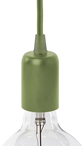 AMARCORDS - Portalampada E27 vintage in metallo edison retro per lampada a sospensione. Stile industrial finitura KAKI