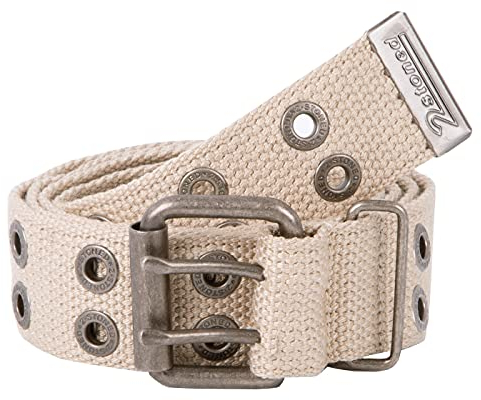 2Stoned Nietengürtel Stoffgürtel 4cm mit Dornschließe in Beige 105 cm lang für Erwachsene und Kinder