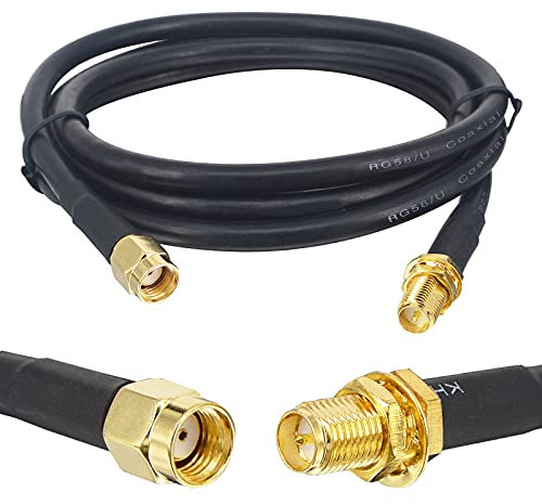 Boobrie Cable de Extensión RP-SMA 1M - Cable Coaxial RG58 Mejorado Macho a Hembra para Antena WiFi, Tarjeta de Red PCIE Inalámbrica, Adaptador Wi-Fi USB y Enrutador