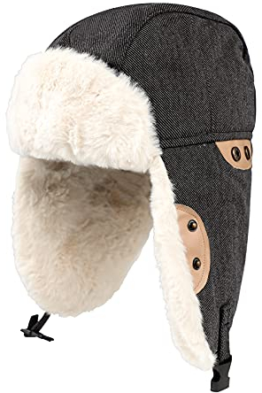 FakeFace Herren Damen Fliegermütze Warm Trappermütze Hut Wintermütze mit Ohrenklappen Winddicht Pilotenmütze Schirmmütze Skimütze Dicker Fleece Bombermütze für Skifahren, Schlittschuhlaufen Outdoor