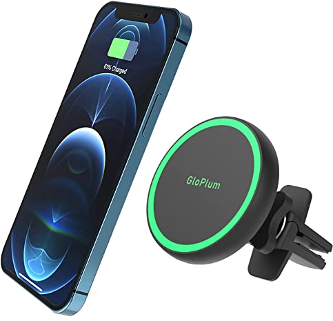 Gloplum ep0 Wireless Phone Holder Car Charger Compatible With Magsafe Car Mount Charger Car Holder Fast Charger And Iphone 13/13 Mini/12/12 Pro/12Mini/12 Pro Max