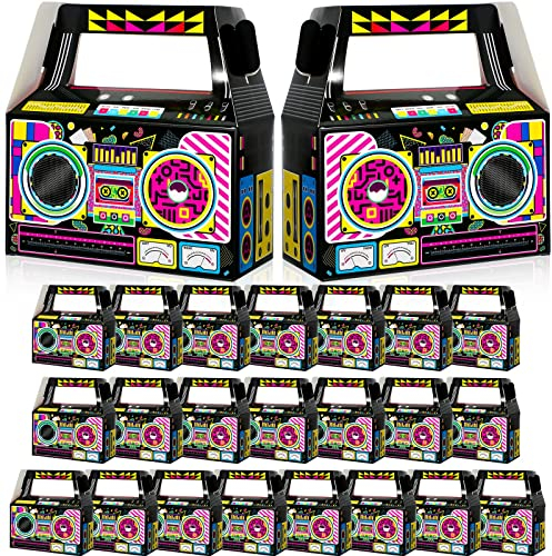 24 Stück 80er 90er Jahre Neuheit Boom Geschenkboxen 80er 90er Thema Retro Radio Geschenkschachteln Deko Hip Hop Thema Tischdeko für Geburtstag Musik Retro Thema Party Zubehör (Neue 80er)