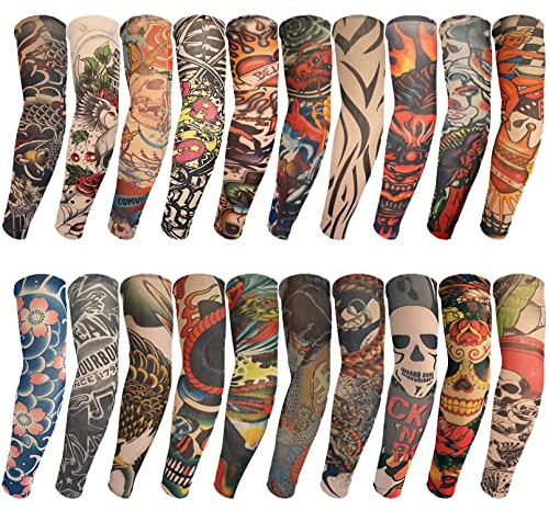 ChurlChurl Lot de 20 manchons de tatouage temporaire pour homme et femme, manches de protection solaire pour hommes, adolescents, enfants