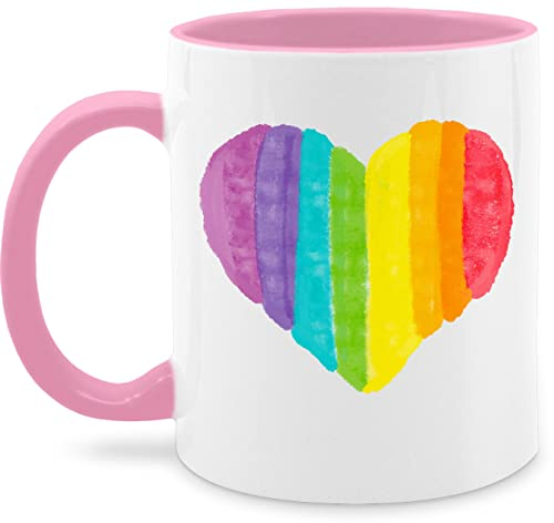 Tasse Tassen 325ml - Pride LGBTQ Flagge - Regenbogen Herz - 325 ml - Rosa - gay lgbt kaffeetasse csd teetasse lesbian kaffeebecher lqbtq lgbtqia queer kleidung