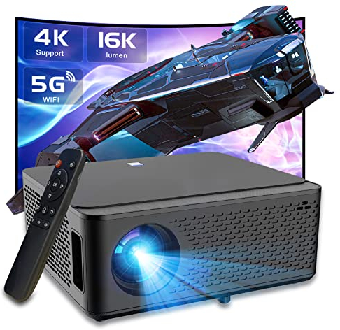 Ysametp 2.4G/5G WiFi Bluetooth Beamer, Upgrade 16000L Full HD Native 1080P Outdoor Movie Projektor, Unterstützt 4D Trapezkorrektur, 4K unterstützt Kompatibel mit TV Stick/Phone/PS5 Schwarz