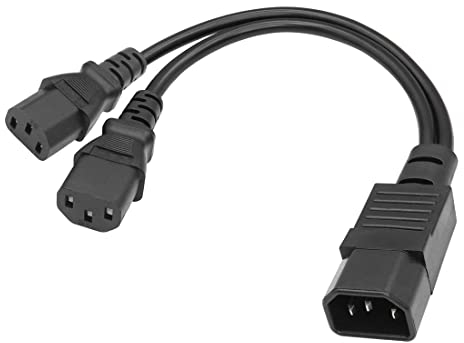 YACSEJAO C14 a C13 - Divisor en Y (10 A/250 V, IEC 320 C14 a 2 C13, 1 a 2 cables de extensión (1FT/30 cm)