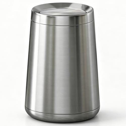 YOJIA Kleiner Badezimmer-Mülleimer, 10 l, silberfarbener Abfalleimer