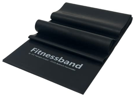 ATC Handels GmbH Fitnessband 1,5m, 2,5m, 5,5m und 25m x 15,5cm in 6 verschiedenen Stärken - Widerstandsband, Gymnastikband, Trainingsband, Sportband, Krafttraining und Yoga, 5,5m extra schwer schwarz