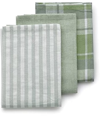 kela - Juego de 3 paños de Cocina, Color Verde Oliva Pasado