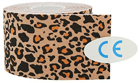 Kinesiologisches Tape, elastisches kinesiologisches athletisches Tape aus Baumwolle, selbstklebendes Sport-Tape Strain Injury Muscle Taping Strapping Bandage(Leopard)