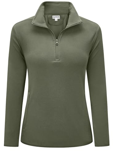 33,000ft Damen Fleece Pullover Microfleece Ski-Pullover Fleeceshirt | Leicht, Warm, Atmungsaktiv, Halbreißverschluss, 2 Taschen, Weich, Ski-Pullover, Fleecepulli, Reisen, Wandern, Skifahren