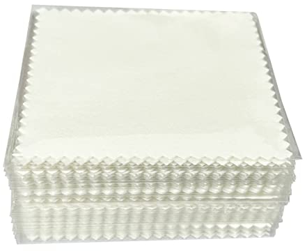 Haobase 50Pcs Jewelry Cleaning Cloth Polishing Cloth for Sterling Silver Gold Platinum (White)