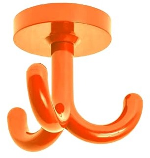 GedoTec Drehhaken Kunststoff | KITA - RAL 2003 | Dreifachhaken orange | 5 Stück | Unterbau Kleiderhaken | Haken für Decken Garderobe Kindergarten | Garderobenhaken drehbar | Drehhaken zum Schrauben