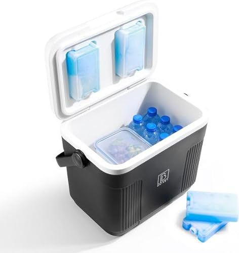 Brisby 22L Kühlbox – Passiv & Ohne Strom – mit 4 Großen Kühlakkus à 450 ml – Bis zu 40 Std. Kühl / 18 Std. Warm – Kompakte Kühlbox für Camping, Auto, Arbeit, Festival – BPA-frei