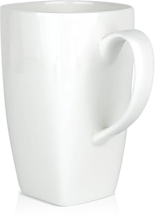 Linkidea Extra Large Fine Bone China Coffee Mug 20oz, Lightweight Coffee Cups with Handles, Teacups for Beer, Latte, Hot Cocoa, Microwave and Dishwasher Safe, White
