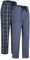 GLOBAL Herren Pyjamahose aus Baumwolle Schlafanzughose 2er-Pack Karierte Hosen Gewebte Elastische Schlafhose mit Kordelzug,Blau,Kariert,L
