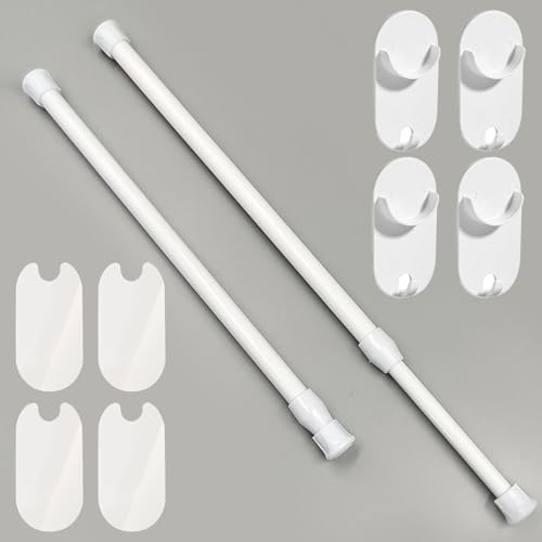 Tringle Rideau Sans Percage,Tringle à Rideau de Douche rétractable Blanche,Tringle Rideau Sans Percage,Barre de Fenêtre 30cm-50cm,Convient pour les Cuisines/Armoires