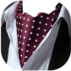 HISDERN Krawattenschal Herren Burgund Paisley Ascot Krawatte Hochzeit Elegant Gepunktete Krawatten für Business Halstuch