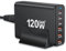 BAHOND 120W GaN III 6 Ports USB C Fast Charging Station Hub Block Portable Wall PD Charger Power Adapter With 3 USB-C + 3 USB-A, 65W Port for MacBook Pro/Air, iPhone 15 14 13 12 11, Galaxy S24 S23 S22