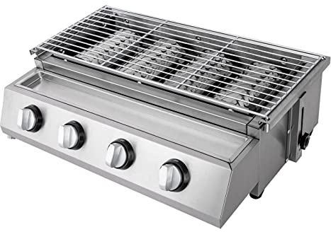 Camping Gasgrill mit 4 Brenner,Tragbarer Koffergrill Grillpfannen Clip LPG 4 Individuellen Schaltern Für Camping Küche Außenbereich Jagd Wohnungen etc
