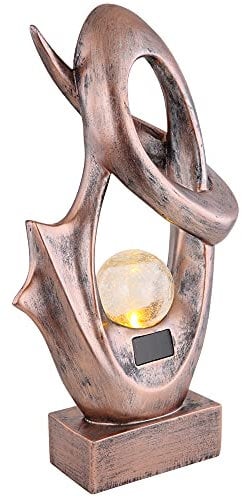 GLOBO LED SOLAR Tisch Leuchten Außen Terrassen Steh Lampen Balkon Deko Beleuchtung Garten Stand Strahler, Farbe:Bronze - Skulptur H 45 cm